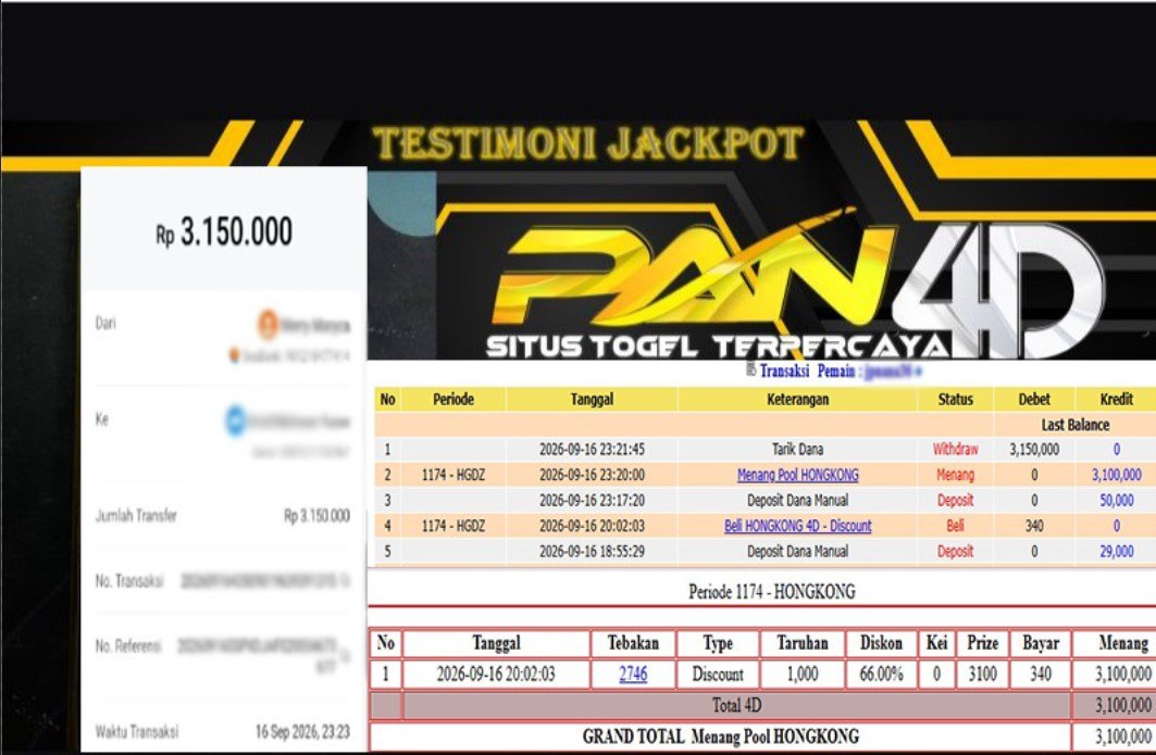 JACKPOT POOL HONGKONG Rp.3,150,000 - LUNAS